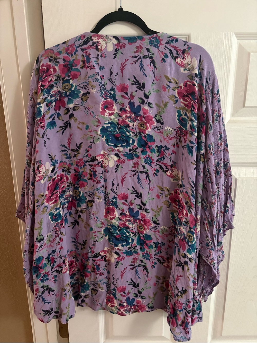 Angie open front kimono topper floral lightweight beach summer boho bohemian L - Picture 2 of 3